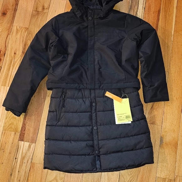 Kids Black Hooded Puffer Coat